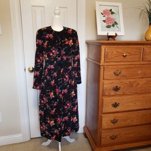 Talbots Vintage Floral Pinwale Corduroy Dress